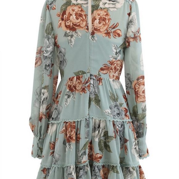 Chicwish Mint Green Floral Dress, size M - Picture 4 of 4